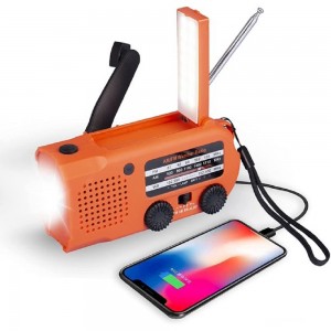 Mighty Rock Solar Emergency Hand Crank Radio 5000mAh, with Reading Lamp, LED Flashlight, SOS Alarm, Cellphone Charger, Weather Scan Alert for Household Outdoor Survival